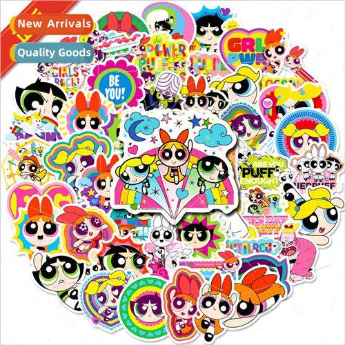 50 Powerpuff Girls  stickers cute wind cartoon stickers anim