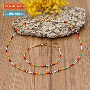 Knitted Millet Beads Bohemian Chokelet Handmade Tiny Style