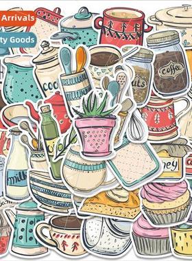 43 cartoon hand-painted kitchen small things stickers luggag