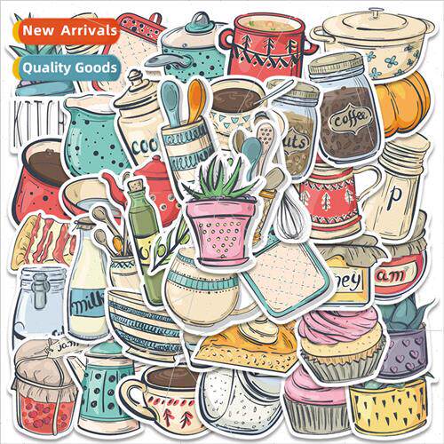 43 cartoon hand-painted kitchen small things stickers luggag