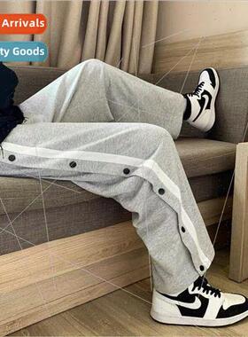 Spring and Autumn ins side row buckle casual pants men Korea