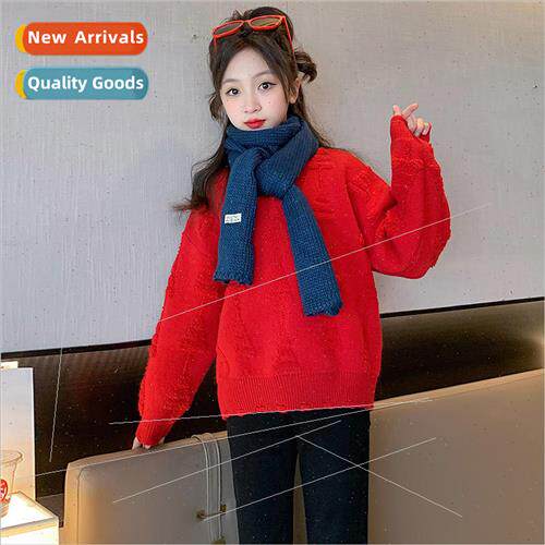 Girls red sweater children Christmas knit sweater New Years