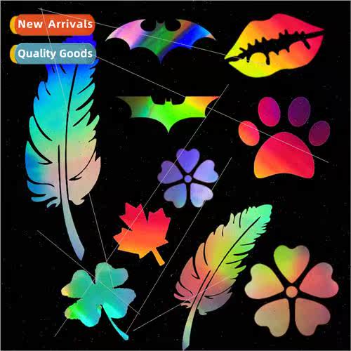 Colorful laser personalized creative car stickers feather le