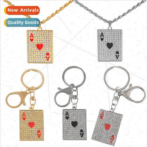 Creative alloy diamond jewelry Ace of Hearts poker jewelry p