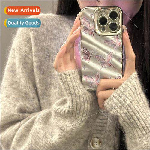 High-color ins plating butterfly 适用 iPhone 14 case 15ProMa