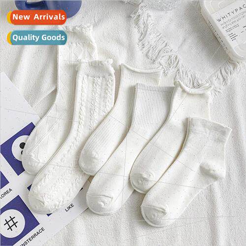 Japanese mid-calf jk socks Bubble mouth white girl uni适用m