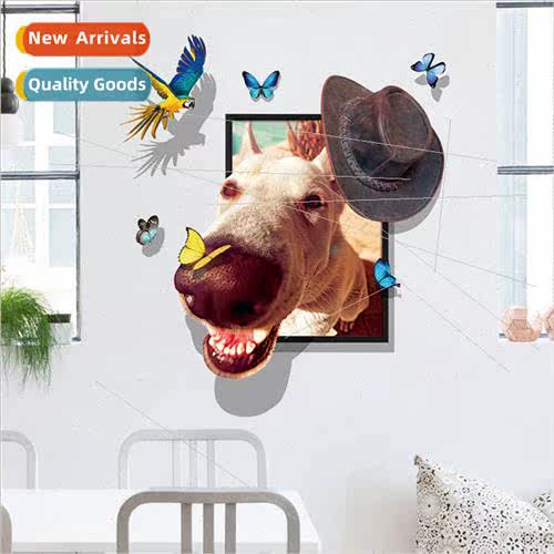 XL8315 three-dimensional false windows pet dog butterfly wal