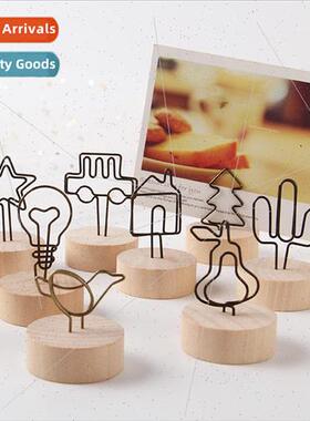 Creative retro log note photo card business card holder vert