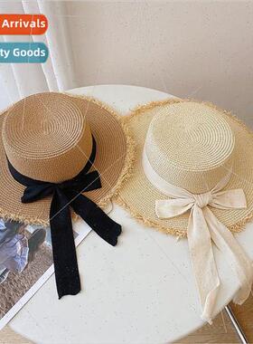 New spring and summer womens hats sunscreen burlap woven str