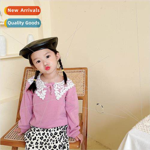 Fall new Korean  of the lace lace bow sweater ins model cott