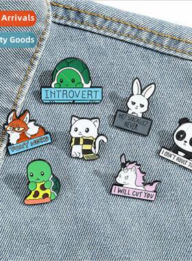 Cute cartoon animal brooch rabbit cat turtle fox panda metal