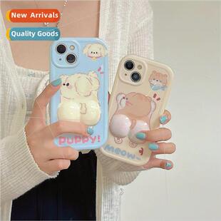 Cute pinch cat dog 13ProMax couple iPhone 14 case 适用 Apple
