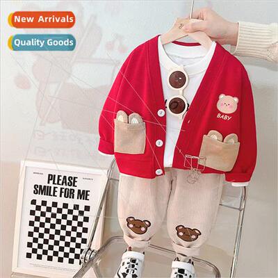 Boys spring three-piece set of 适用eign- childrens clothes i