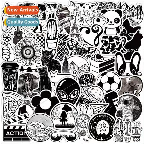 50 new creative black and white graffiti stickers black and