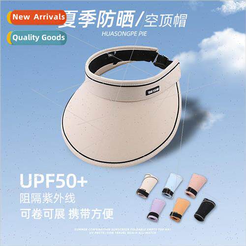 Summer text foldable anti-ultraviolet hollow top hat female