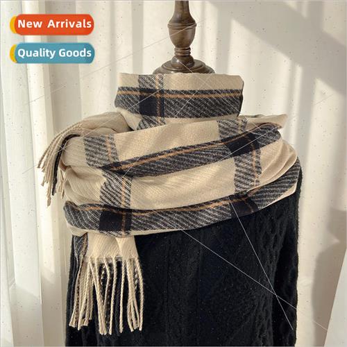 Plaid scarf female fall and winter 2023 new Korea Dongdaemun