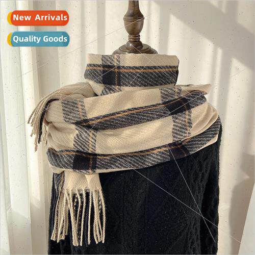 Plaid scarf female fall and winter 2023 new Korea Dongdaemun