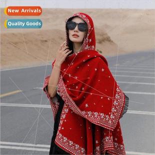 overlay sca ethnic star full ladies shawl cape red new 2023