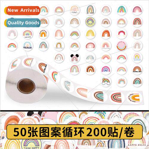 200 Stickers Rainbow Roll Stickers Cute Colorful Rainbow Bri
