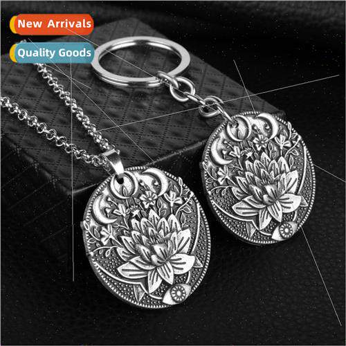 Indian Vintage Mandala Flower Necklace Ancient Moon Pop Keyc