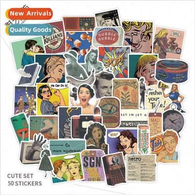 50 packs of nostalgic retro poster stickers handbook compute