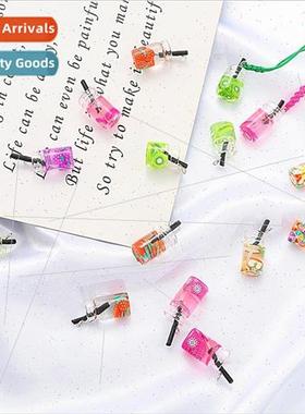 Small fresh mini lemon glass bottle earrings pendant handmad