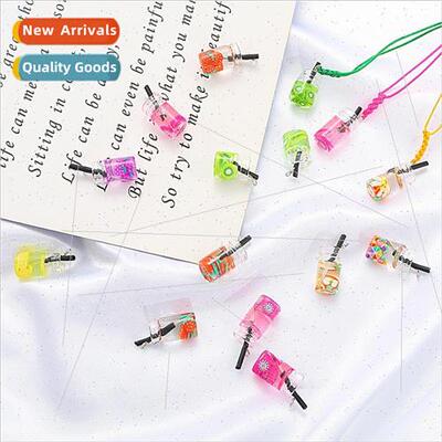 Small fresh mini lemon glass bottle earrings pendant handmad