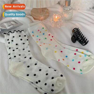 High-color Japanese colorful polka dot socks womens summer t