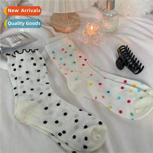 High-color Japanese colorful polka dot socks womens summer t