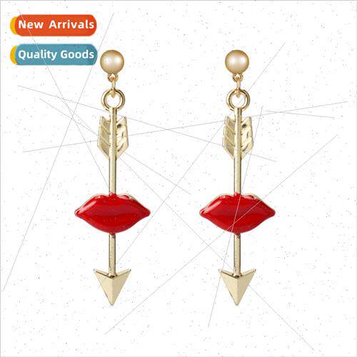 Japan and Korea new sexy red lips earrings personalized fash