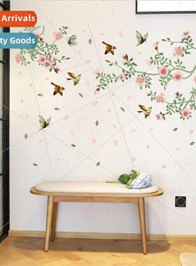 Birds and flowers ving room TV background decorative wall de