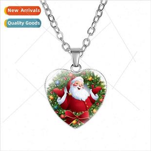 shaped cartoon Santa New necklace Heart Claus accessories