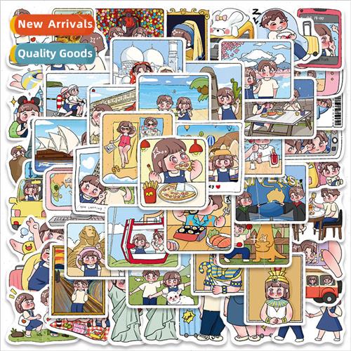 50 couples cartoon two peoples free travel stickers luggage