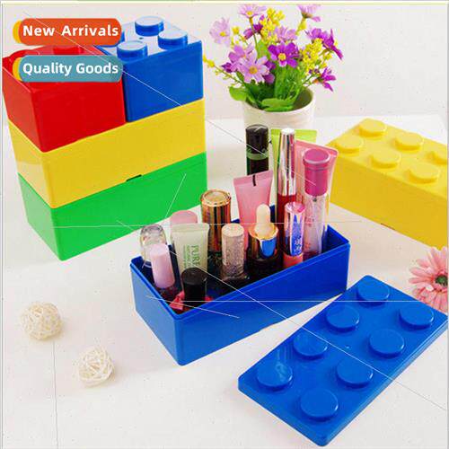 Block shape stackable organizer desktop plastic storage box