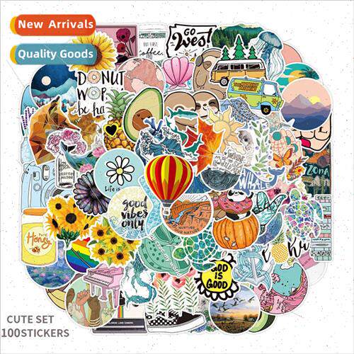 100 new ins small fresh  stickers suitcase glass cup laptop