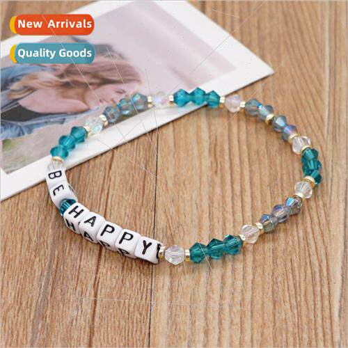 Bohemian Style Bracelet BE HAPPY Letter Diamond Crystal Bead