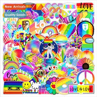 50 Rainbow Doodle Stickers Laptop Cell Phone Water Bottle De
