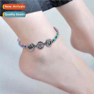 Black Gallstone Anklet New Circle Stch Popular Handma Womens