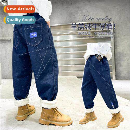 Boys padded pants lambswool fall and winter big childrens on
