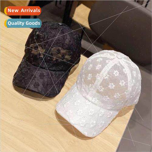 2022 new hat female Korean  of the lace flowers baseball cap