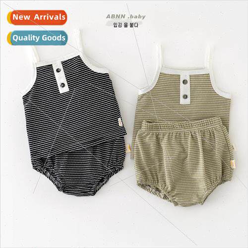 Infant and toddler sets summer new baby cool halter striped