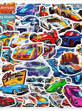 50 Funny Racing Car Stickers Kids Cartoon Not Repeat Superca