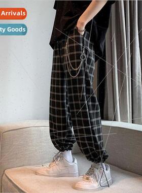 Plaid pants men Korean nd loose drawstring drawstring leggin