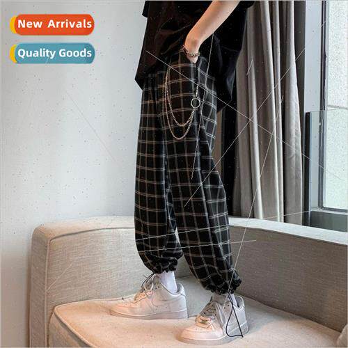 Plaid pants men Korean nd loose drawstring drawstring leggin