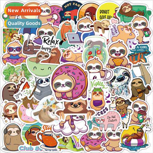 50 new cute little sloth doodle stickers bike computer lapto