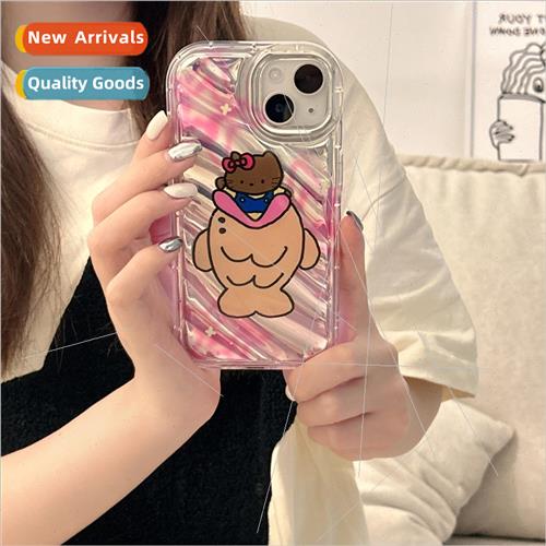 Cartoon quirky fish eating cat iPhone13/12P inner twill 11