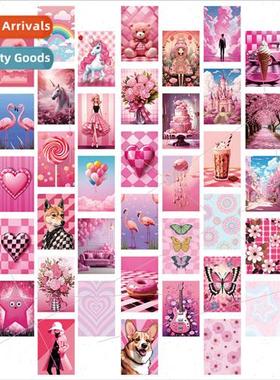 50 pink mixed wall card dorm room postcard framed picture de