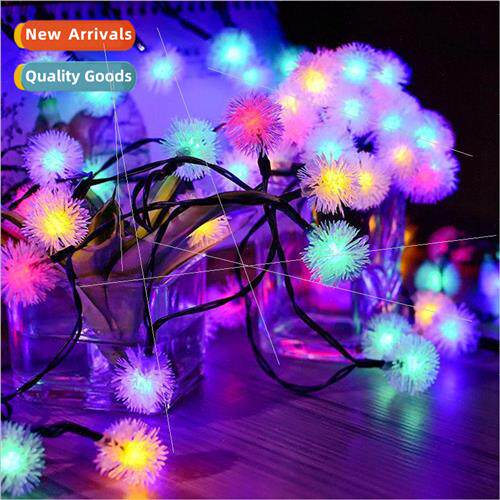 LED Solar Dandelion String ghts Hairy Ball Battery Box Outdo