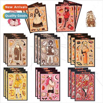 8 eclipse girl character stickers DIY handbook small card ph