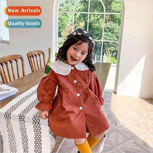 Korean childrens fall and winter new girls doll collar waist